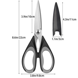 Kitchen Shears, Multipurpose Stainless Steel Kitchen Scissors with Cover, Utility Food Scissors, Sharp Cooking Scissors for Meat Poultry Herbs Cutting (Gray)