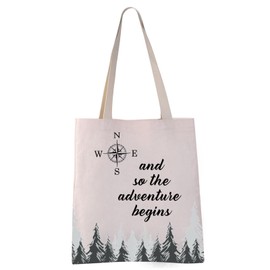 VAMSII and so the Adventure Begins Tote Bag Adventure Lover Gifts Wanderlust Gifts Adventure Travel Bag New Beginning Gifts (Adventure Begins Tote)