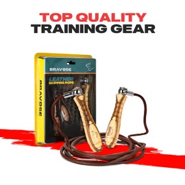 Bravose Weighted Leather Skipping Rope for Adult Fitness | Wooden Handle Gym Skipping Jump Speed Ropes | Skipping Ropes for Boxing, Fitness Training, Exercise for Men & Women Fitness Accessories
