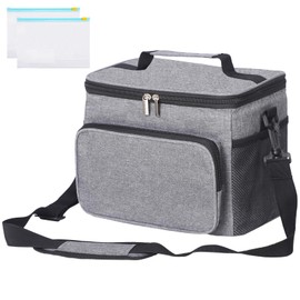 Yearnlife Insulated Cooler Lunch Bag for Women Man Adults Waterproof Leak-Proof Lunch Tote Bag with Adjustable Shoulder Strap for Work School Picnic Beach Grey