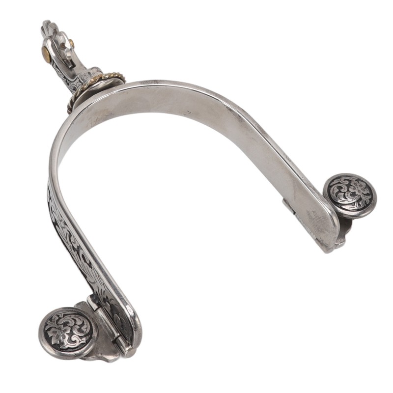 One Pair Boot Spurs Stainless Steel Vintage Leaf Patterned Western