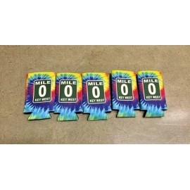 (5) Pack Mile Marker 0 Key West Can Bottle Holder Coolie Tie Dye Souvenir Travel