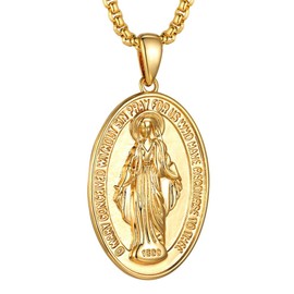 Womens Religious Medal Oval Our Lady Of Guadalupe, Virgin Mary Pendant Necklace for Mother
