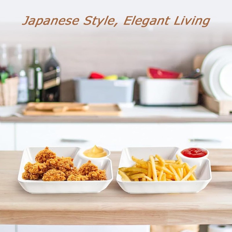 8 Pack Chip and Dip Serving Platter,Sushi Plates with Sauce