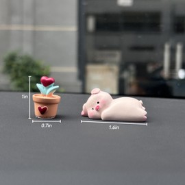 POKSRI Car Decor,Dashboard Accessories,1pc Pig&Flower Ornaments,car Decorations Interior for Dashboard