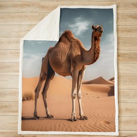 Feelyou 3D Camel Plush Blanket Animal Theme Fleece Throw Blanket for Kids Boys Girls Desert Adventure Fuzzy Blanket for Sofa Bed Couch Room Decor Blanket for Bed,Twin 60x80 Inches