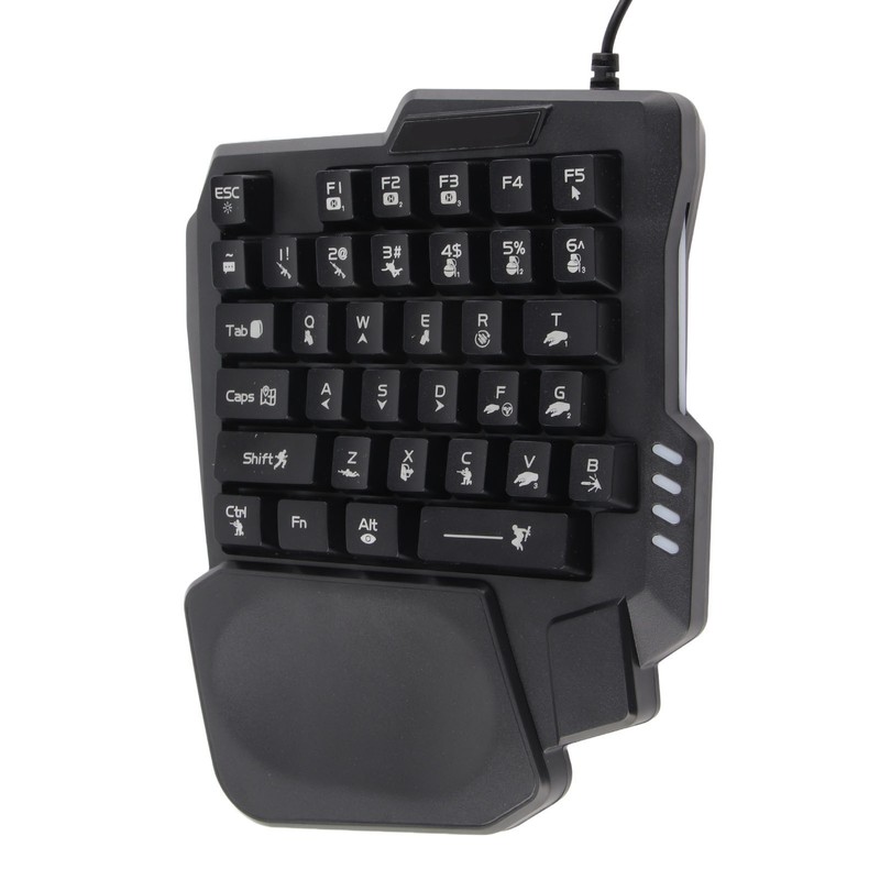 One Handed Gaming Keyboard 35 Keys Waterproof Wide Palm Rest
