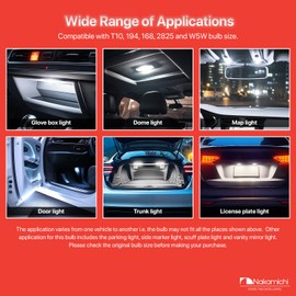 Nakamichi T10 LED Light Bulb 168 2825 194 W5W Wedge 18+1 SMD 3014 Chipsets LED Replacement Bulbs Error Free for Car Interior Dome Map Door License Courtesy Dash Lights (Giallo Amber, 19 LEDs)