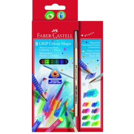 Faber Castell 8 Grip Colour Magic Watercolour Pencils + 1 Brush