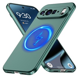 GRECAZO Magnetic Pixel 10 Pro XL Case, Slim Minimalist Matte Hard PC Cover [Compatible with PixelSnap/Magsafe], Ultra-Thin Lightweight Protective Bumper with Camera & Screen Guard-Dark Green