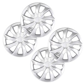 ECCPP 4PC Set 15 inch Silver Hubcap Wheel Cover OEM Replacement Full Lug Skin Durable - Modern & Stylish Auto Tire Replacement Exterior Cap - Snap On Hubcap