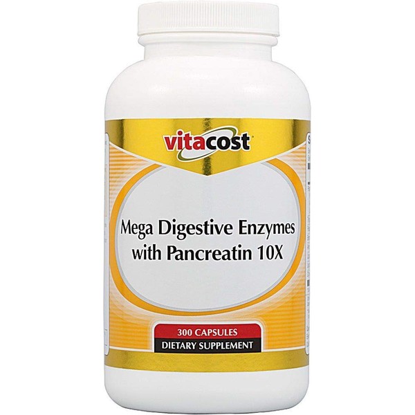Vitacost Mega Digestive Enzymes with Pancreatin 10X - 300 Capsules