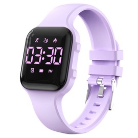 Kids Step Counter Watch, Digital Pedometer, Fitness Tracker Wristwatch, Waterproof Sport Watch, for Children Boys Girls Teens(Purple)