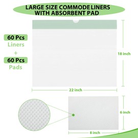 Moodooy Commode Liners for Commode Liners With Absorbent Pads,120 Bedside Commode Liners,Portable Toilet Liners Potty Chair Liners Fit All Commode Bucket