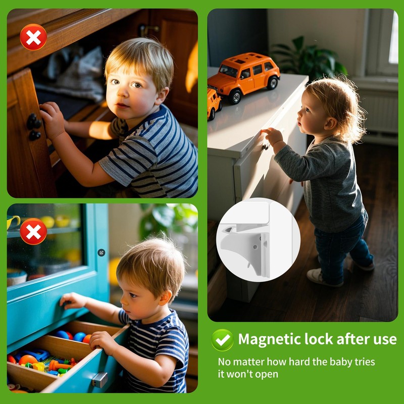 Child Safety Cupboard, Magnetic Cabinet Lock, Invisible Child Safety Cabinet
