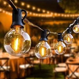 YI LIGHTING - 50FT Outdoor String Light with 50pcs G40 LED Bulbs Shatterproof for Patio Backyard Garden Party 2200K