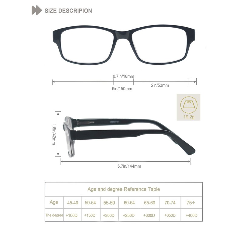 HEEYYOK 4-Pack Reading Glasses Men 2.50,Large Square Readers,Rectangular Frame?Oversized Comfort