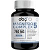 Oby Magnesio Complex | 5 MAGNESIOS: Citrato de Magnesio, BisGlicinato de Magnesio, Treonato de Magnesio, Gluconato y Taurato | Alta Absorción - Con Minerales Quelados, Camu Camu y Vitamina D3 | 760mg por cápsula | 65 Cápsulas