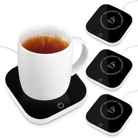 VIHOSE 4 Pcs Smart Coffee Warmer with Auto Shut Off Coffee Warmer Gravity Induction Coffee Warmer Electric Coffee Cup Heater for Office Home Desk Use (Black)