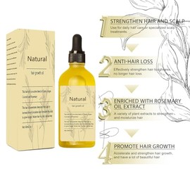 Aceite natural vegano para el crecimiento del cabello, 2 piezas de aceite de romero para el crecimiento del cabello vegano orgánico para cabello seco 