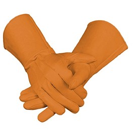 Tan Leather Gauntlet Gloves Long Arm Cuff (Large)