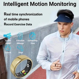 Smart Ring Health Tracker,Sleep Heart Rate Health Monitor, Fitness Tracker, Health Rings for Women & Men 7-Day Ultra Long Standby Time, IPX8 Water-Resistance (Black, 12)