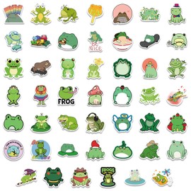 100pcs Frog Stickers Cute Aesthetic Vinyl Waterproof Sticker for Laptop Guitar Skateboard Luggage HydroFlasks, Gift for Kids Frog Lovers Teen Birthday Party