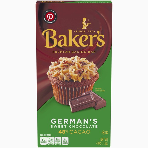 Baker's German's Sweet Chocolate Baking Bar, 4 Ounce (Pack of 12)
