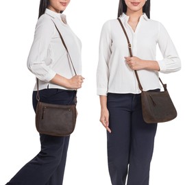 STILORD 'Samira' Handbag Leather Women for Hanging Vintage Shoulder Bag for Women Bag Evening Bag Elegant Genuine Leather Bag, Colorado - Brown