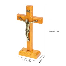 Crucifix Standing Jesus Cross Decoration Praying Religious Prayer Accessories Catholic Wooden Ornament Beech Wood Metal Catholic Jesus Crucifix Holy Prayer Accessories