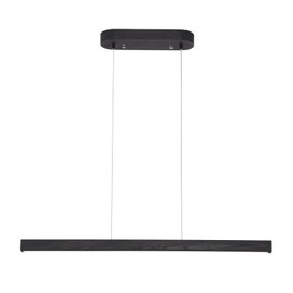Black Wood Linear Pendant Light – Dimmable LED Chandelier with Remote, Modern Minimalist Lighting for Kitchen Islands, Dining Rooms & Pool Tables (Energy-Efficient 19W)