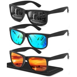 OUKEMAX Polarized Sunglasses for Women, 3 Pack UV400 Trendy Square Shades, Lightweight Stylish Eyewear for Driving & Travel