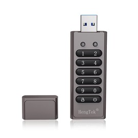 64GB 256-bit Encrypted USB Drive Password Secure Flash Drive USB3.0 U Disk Support Reset/Wipe/Auto Lock Function, Grey VCXN