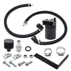 DUZFOREI Oil Separator Reservoir Tank Engine Polish Baffled, 400ml Oil Catch Can Kit, Passenger Side with Breather Filter, Replacement for Ford F150 2011-2019 2.7EB 3.5EB 5.0