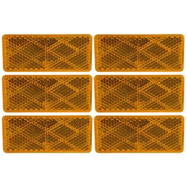 [ALL STAR TRUCK PARTS] 3-1/8" Rectangular Stick On Reflector - Trailers, Trucks, Automobiles, Mail Boxes, Boats, SUV's, RV's, Industrial Strong Adhesive DOT/SAE Approved (Amber, 6)
