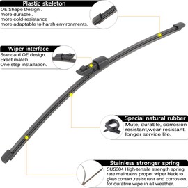 OEM Windshield Wiper Blade Replacement for VW Volkswagen Atlas 2018 2019 2020 20221 2022 2023 2024 Original Equipment All-Season Rear Wiper Blade Set 26+22+12 (Set of 3)