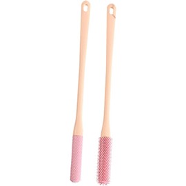 Cepillo para pies con Mango Largo de Silicona Suave para usuarios Que Buscan una Limpieza fácil de los pies y aplicación de loción en la Ducha, Rosa, 40cm