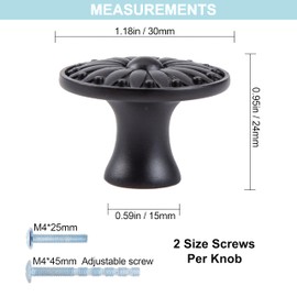 Fecraf 5 Pack Black Knobs for Dresser, Vintage Solid Drawer Knobs, Matte Antique Cabinet Knobs for Kitchen Bedroom Bathroom Farmhouse