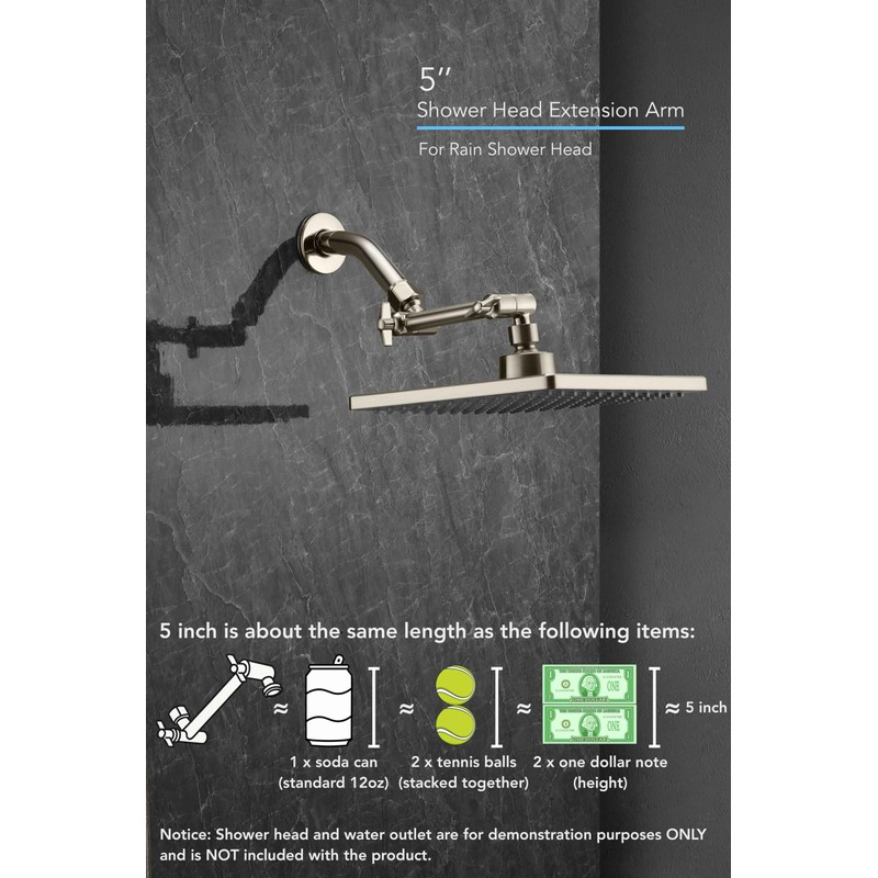 5 Inch Adjustable Shower Head Extension Arm With Locking Set