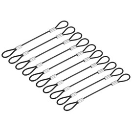 TOP-VIGOR Security Cable Lock 4 Inch Diameter Stainless Steel Security Wire Ropes with Double Loop for Outdoor Gate, Stage Lighting, Luggage, Suitcase, 10 cm, Pack of 10