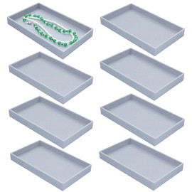7Color Sky 8 Pack Stackable Velvet Jewelry Trays Organizer for Drawers Large Jewelry Storage Display Tray for Earring Ring Necklace