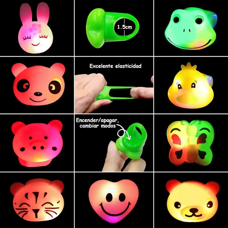Fiesta Neon Led Luz Con 18 Anillos 6pulseras Neon Giratorias