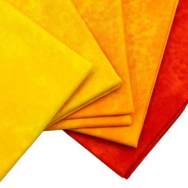 CraftsFabrics Abstract Yellow Blender Printed Fat Quarters Bundle of 5 Fabrics (45cm x 55cm). 100% Cotton. Ideal for Crafts, Patchwork and Dressmaking