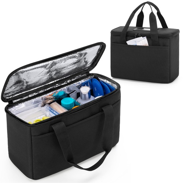 Trunab Insulated Small Medical Bag with Adjustable Dividers, Travel Medicine Storage Water-Resistant Cooler Bag for Home, Travel, Camping(Bag Only) - Patented Design