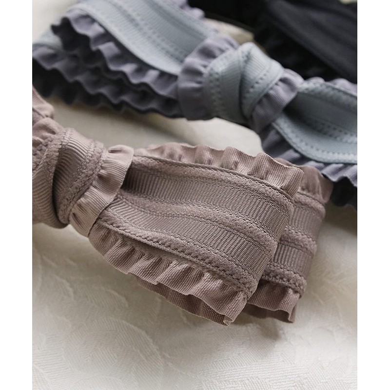 Vingtaine H7403-BK- Ruffled Ribbon Barrette, Cute, Adult, Cute, Hair Clip,