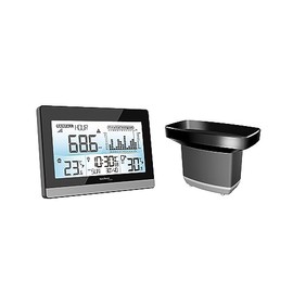 technoline WS9016 Rain Gauge, Rain Meter, Rain Monitor, Rain Monitor, Indoor and Outdoor Temperature, Radio-Controlled Clock, Rain History, Black