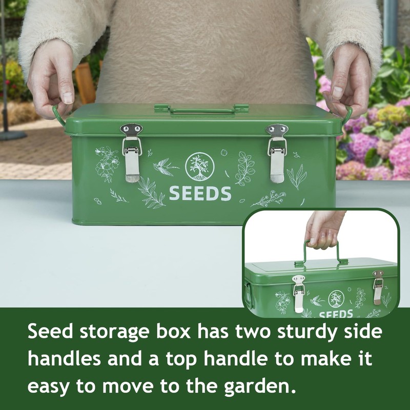 Kjyunk Seed Storage Box, Seed Storage Organizer with Garden String,
