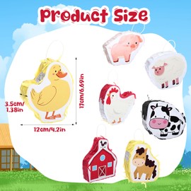 Soulchen 7 Pcs Mini Farm Animal Piñata Centerpieces Party Decorations Barnyard Fillable Cute Animals Piñata Mexican Fiesta DIY Craft for Baby Shower Birthday Barn Party Supplies Carnival