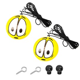 KHGUZ Car Garage Parking Aids Ball, 2PCS PU Vehicle Guide System Assist Ball Stopper with Cord Locks & Screw Hooks, Retractable Auto Assistant Ball, Universal for SUV Sedan Truck (Big Eyes)
