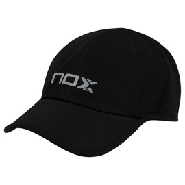 NOX Gorra Padel Tenis, Ligera Transpirable y Diseño Moderno, Ideal para Largas Partidas Bajo el Sol, 100% Poliester. (MX/US, Alfa, Talla única, Negra/Blanca)